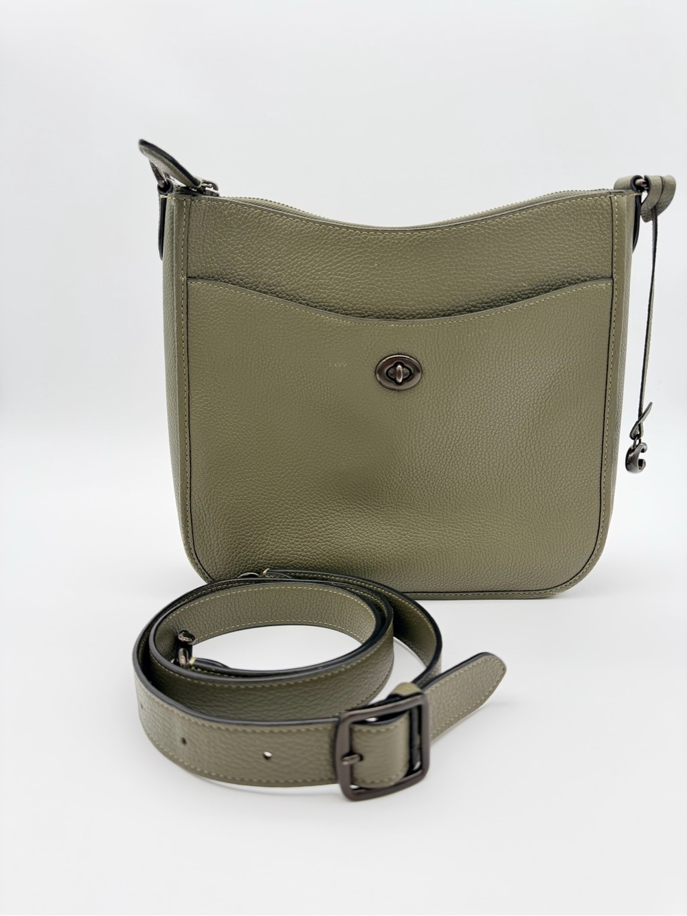 Coach Chaise Olive Green Leather Crossbody Bag C8483